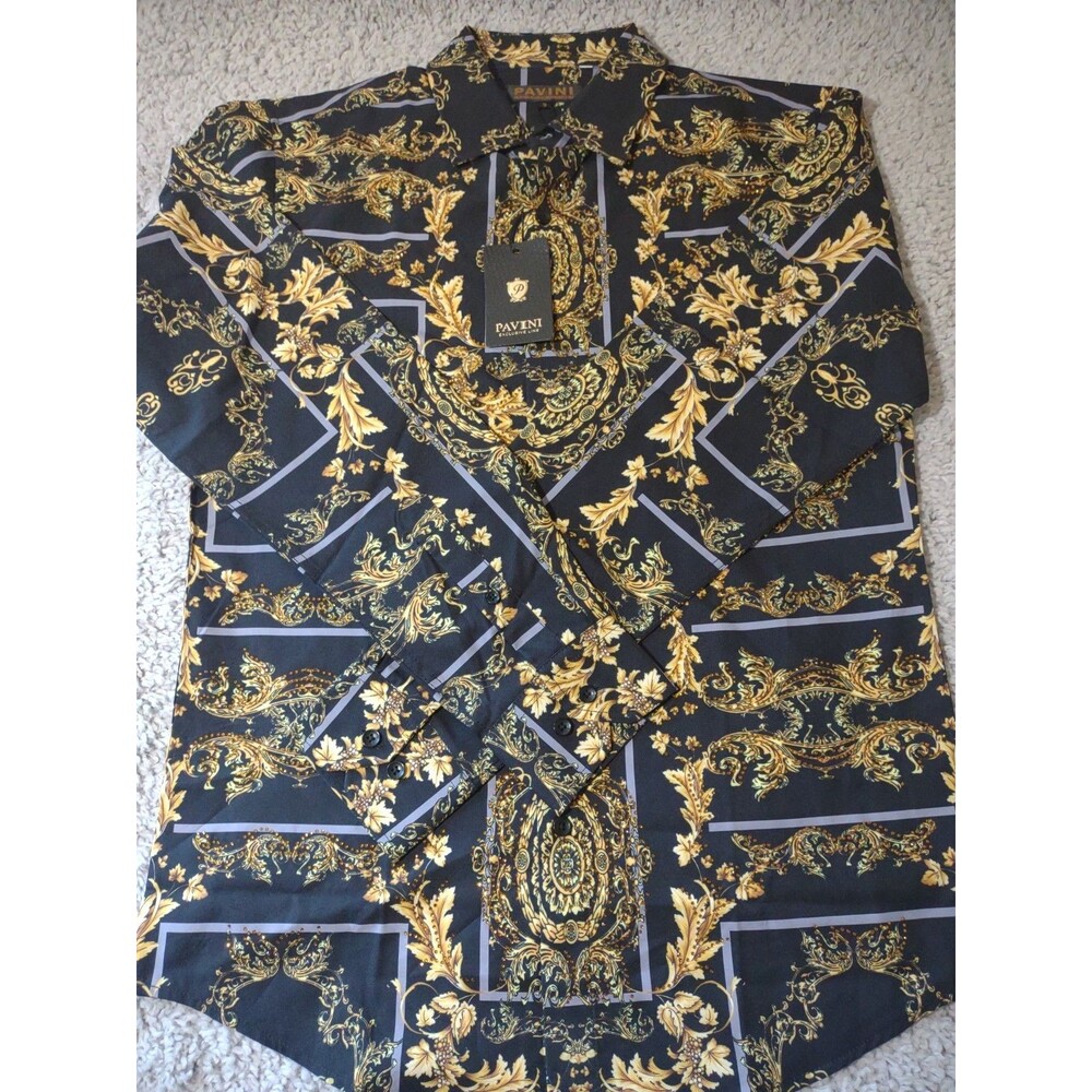 Nwt Pavini Mens Size S Button Exclusive Line Rhinestone Black